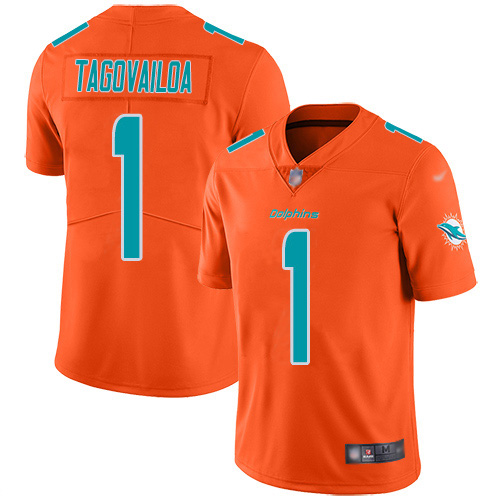 Nike Miami Dolphins 1 Tua Tagovailoa Orange Youth Stitched NFL Limited Inverted Legend Jersey